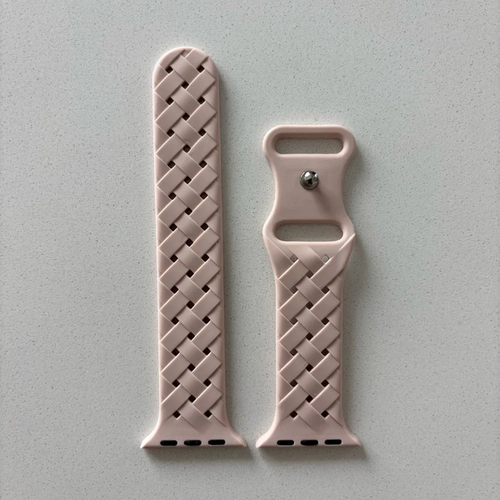 38/40/41 MM nude pink woven Apple Watch silicone band